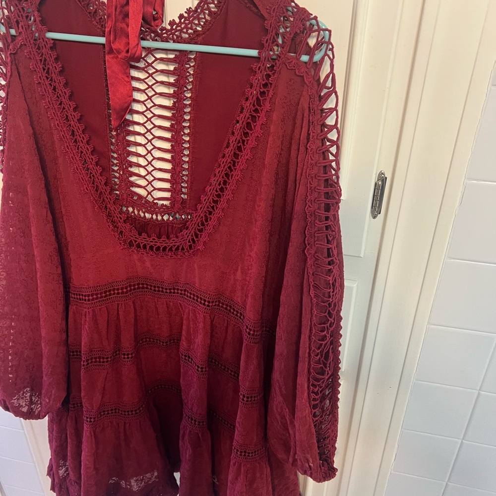 Free People Deep Red Lace dress